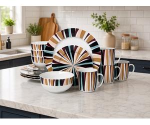 Dinner Set Brown Mix Design 16pc