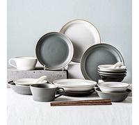 Dinner Set,Ceramics Dinner Sets, Plate/Bowl/Dish 22 Pieces Premium Color Mixing Dinnerware - Matte Glazed Porcelain Dinner Plates Combination Set for Restaurant Family Party