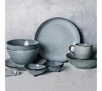 Dinner Set Ceramics Dinner Sets Plate/Bowl/Spoon | 26 Pieces Retro Hand Painted Stripes Porcelain Combination Set,Black