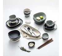 Dinner Set,Dinnerware Set, 42 Piece Matte Glaze Ceramics Dinner Plate - Bowl/Dish/Spoon Irregular Porcelain Combination Set for Restaurant Microwave Safe