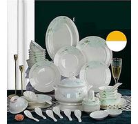 Dinner Set for Family Party, Hotel Restaurant, Tableware Set European Style Dinnerware Dish Set Household Fresh and Simple Gift Service for 4-10 People/58Pcs