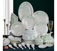 Dinner Set for Family Party, Hotel Restaurant, Tableware Set European Style Dinnerware Dish Set Household Fresh and Simple Gift Service for 4-10 People/60 Pcs
