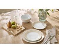 Dinner Set Gold Radiance 12pcs - Waterside Porcelain Dinner Set; 4 Dinner Plates, 4 Side Plates and 4 Deep Bowls