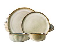 Dinner Sets,16Pcs Dinnerware Sets, Ceramics Dinner Set for 4, Starry Sky Brown Tableware Set, Complete Porcelain Combination, Creativity Retro Distressed Style Dishes Set