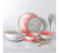 Dinner Sets,Ceramics Dinner Sets,16 Pieces Nordic Style Porcelain Combination Set - Bowl/Dish/Spoon Gradient Glazed Penh Dinnerware for Restaurant,A~Mix and M