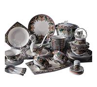 Dinner Sets Kitchen Tableware Set,Ceramic Bowls and Saucers Set, 60 Pcs Luxury Household High-End Bone China Dinnerware Set