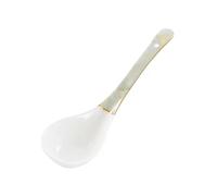Dinner Spoons- Large Gold-Plated Bone China Spoon Ceramic Soup Spoon Household Long-Handled Damascus Spoon Cutlery Spoons