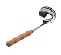 Dinner Spoons/Tablespoons Stainless Steel Ladle with Wooden Handle Serving Ladle Large Round Spoon Stainless Steel Soup Spoon for Home Kitchen Spoons for Home/Spoons for Dessert (Color : A)