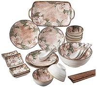Dinnerware Set - 20-Piece Porcelain Ceramic Dish Set for Home Kitchen - Elegant Floral Tableware Collection for Dining and Entertaining