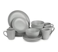 Dinnerware Set - Ceramic Amalfi Kitchen Dinner Sets (Grey, 16 Piece Dinner Set)