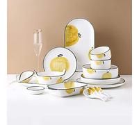 Dinnerware Set,Ceramics Dinnerware Set, Cereal Bowl and Steak Plate Set of 38 Environmental Hand-Painted Porcelain Dinner Sets for Wedding Gift and Family Gath