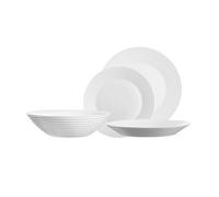 Dinnerware Set Luminarc Harena Glass White Crockery Plates Bowl Microwave Safe