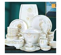Dinnerware Set Luxury Family Dinner Service Set, 35,56,60Pcs Ceramic Dinnerware Set Bone China Tableware Dishes Plates Ceramic Combination Dinner Service Set Porcelaine S