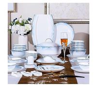 Dinnerware Set Luxury Family Dinner Service Set, 56/60Pcs Ceramic Dinnerware Set Bone China Tableware Dishes Plates Ceramic Combination Dinner Service Set Diner Set,60 Pi
