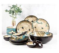 Dinnerware Set Luxury Family Dinner Service Set, Hand-Painted Dinnerware Set Blue Rice Bowl Soup Bowl Dinner Plate Fish Plate Combination Ceramic Household Service