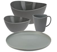 Dinnerware Set Plates Mugs Kitchen Full Set 12 Pcs Multicolored + 1 Free Bowl (Grey)