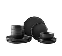 Dinnerware Set Simple and Versatile, Matte 12-Piece Earthenware Dinnerware Set(Black)