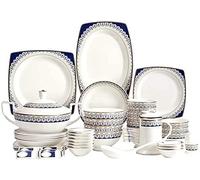 Dinnerware Sets Dish Set,60-Piece Bone China Blue and White Nordic Style and Luxury Designed Tableware Set Service for 8 People