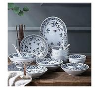 Dinnerware Sets Dish Set Ceramics Dinner Sets Blue and White Porcelain Porcelain of 45 | Simplicity Cereal Bowl and Steak Plate Set