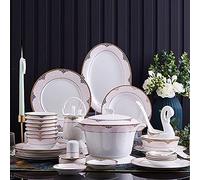 Dinnerware Sets - Luxury Dishes Service Set, 60Pcs Ceramic Dinnerware Set Bone China Tableware Dishes Plates Ceramic Combination Dinner Service Set Porcelaine,60 Pieces O