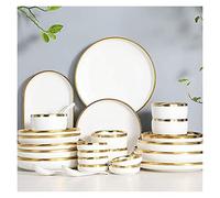 Dinnerware Sets Service for 2/4/6, Kitchen Plates and Bowls Sets White, Luxury Bone China Tableware