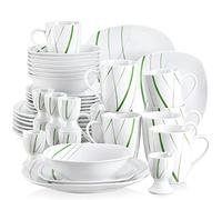 Dinnerware Sets, Tableware Set, 18 Piece Hand Painted Porcelain Dinnerware Set with Leaf Pattern with Plates and Bowls, Ceramic Dinner Set for Home Kitchen