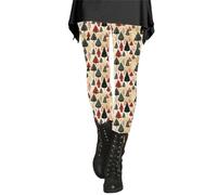 Dinnesis Women Christmas Day Winter Leggings Artistic Splash Print Soft Stretchy Pants Black Shirt Men, yellow, 3XL
