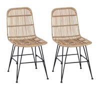 vidaXL Dinning Chair 2 pcs Natural 41 x 55 x 85 cm Rattan and Steel