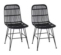 vidaXL Dinning Chair 2 pcs Natural 41 x 55 x 85 cm Rattan and Steel