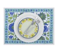 Dinning Table Mats Set of 8, Blue Green Handblock Printed Cotton Placemats, 18 X 13 Inches, Washable Handmade Indian Tablemats For Farmhouse Thanksgiving Gifts Home Decor Dinning