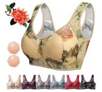 DINNIWIKL Ellebloom - Ice Silk Lace Cooling Comfort Bra, Ellebloom Bra, Miracharm Lace Buttonless Comfortable Bras for Women&Senior (Skin,5XL)