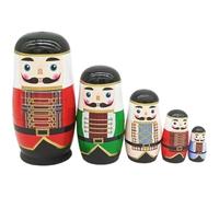 Dinntty 1 Set Colourful Russian Nesting Dolls Nutcracker Nesting Dolls Wooden Christmas Nesting Dolls Nested Set for Adult Kids