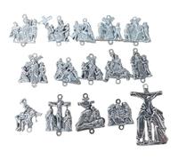 Dinntty 15pcs Jesus Crucifix Cross Set, Jesus Pendant Keys Charm Set, Crucifix Charms, Pendants, Handmade Accessories for Jewellery Making Diy Religious Crafts