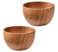 Dinntty 2 Pcs Wooden Serving Bowls, 10 * 6cm Wooden Salad Bowl for Fruits, Cereal, Salads, Snacks, Handmade Vegetables Salad Bowl