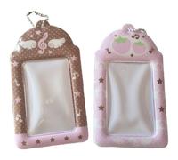 Dinntty 2pcs K- Photocard Holders Keychain Strawberry Photo Card Holder Hard Protective Card Case for Pc Card, Id Badge Card