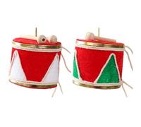 Dinntty 2pcs Mini Drum Christmas Tree Hanging Decoration Snare Drum Christmas Tree Ornaments Pendants for Party Window Xmas Decoration