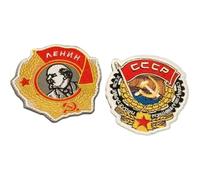 Dinntty 2pcs Ussr Lenin Labour Red Flag Embroidered Patch Military Badge Russian Soviet Army Morale for Backpack