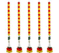 Dinntty 5pcs Marigold Flower Garland for Decoration Marigold Banners Artificial Flowers Wedding Indian Décor Diwali Pooja Day of the Dead Mexican