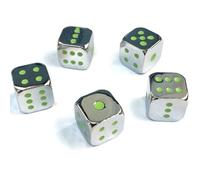 Dinntty 5pcs Metal Fluorescent Dice, Funny Game Dice Six Sided Dice Dot Dice Game Acessorios with Box Gifts for,13mm