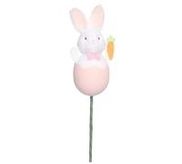 Dinntty Artificial Easter Stems Colorful Eggshell Bunny Picks with Glittering Bow, Carrot Floral Arrangement Twig Branch for Home Vase Filler Party Décor