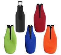 Dinntty Beer Bottle Cooler, 5pcs 12 Oz Insulated Collapsible Zipper Bottle Sleeve Case Carry Case for Keeping Beer Drink Chilled Water