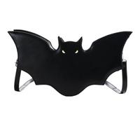 Dinntty Black Bat Shape Crossbody Bag for Women Pu Leathers Shoulder Bag, Halloween Gothic Punk Phone Handbag Purse for Daily