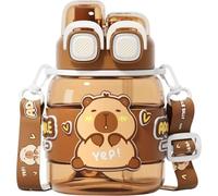 Dinntty Capybara Double Drink Water Cup 760ml Portable Capybara Water Bottle Cartoon Summer Kapibara Water Bottles with Straw Drinkware