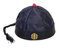Dinntty Chinese Oriental Hat with Ponytail Mandarin Headwear Ancient Chinese Royal Emperor Hat Performance Props Role Play Decorative Cosplay Hat
