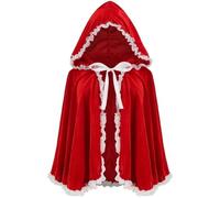 Dinntty Christmas Hooded Cloak Red Cape Hooded Cape Women Short Shawl Christmas Costume Outfit Accessories for Xmas Party Performance