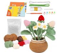 Dinntty Crochet Flower Kit for Beginners Easy Knit Accessories Set with Instruction Flower Bouquet Potted Diy Crochet Kits