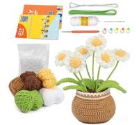 Dinntty Crochet Flower Kit for Beginners Easy Knit Accessories Set with Instruction Flower Bouquet Potted Diy Crochet Kits
