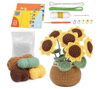 Dinntty Crochet Flower Kit for Beginners Easy Knit Accessories Set with Instruction Flower Bouquet Potted Diy Crochet Kits