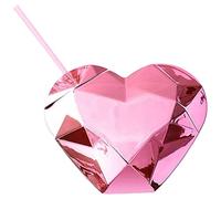 Dinntty Drink Water Cup 700ml Valentine Heart Shaped Straw Cup Reusable Drink Container Iced Coffee Cup Party Cup