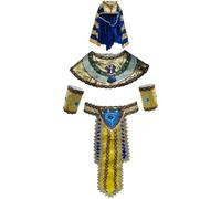 Dinntty Egyptian Pharaoh Costume Ancient Egypt King Outfit Halloween Cosplay Fancy Dress with Accessories Set for Men Adult